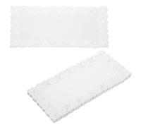 sourcing map 150pcs Lace Paper Doilies 13.4 x 6.7 Inch White Rectangle Disposable Decorative Paper Placemats Hollow Flower Absorbing Papers for Cakes Desserts Food Decoration Wedding Birthday