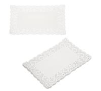 sourcing map 150pcs Lace Paper Doilies 18 x 12.5 Inch White Rectangle Disposable Decorative Paper Placemats Hollow Flower Absorbing Papers for Cakes Desserts Food Decoration Wedding Birthday