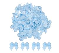 sourcing map 150Pcs Mini Ribbon Bow 1" Mini Fabric Satin Ribbon Flower Bows for Craft DIY Sewing Wedding Birthday Party Blue