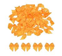 sourcing map 150Pcs Mini Ribbon Bow 1" Mini Fabric Satin Ribbon Flower Bows for Craft DIY Sewing Wedding Birthday Party Orange