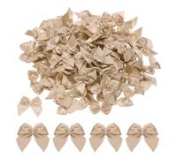 sourcing map 150Pcs Mini Ribbon Bow 1" Mini Fabric Satin Ribbon Flower Bows for Craft DIY Sewing Wedding Birthday Party Khaki