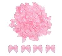 sourcing map 150Pcs Mini Ribbon Bow 1" Mini Fabric Satin Ribbon Flower Bows for Craft DIY Sewing Wedding Birthday Party Pink