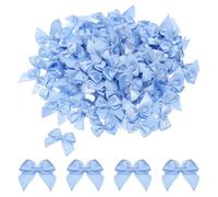 sourcing map 150Pcs Mini Ribbon Bow 1" Mini Fabric Satin Ribbon Flower Bows for Craft DIY Sewing Wedding Birthday Party Dusty Blue