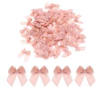 sourcing map 150Pcs Mini Ribbon Bow 1" Mini Fabric Satin Ribbon Flower Bows for Craft DIY Sewing Wedding Birthday Party Gift Wrap Bows Pale Mauve