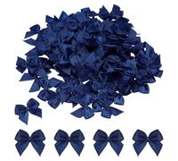 sourcing map 150Pcs Mini Ribbon Bow 1" Mini Fabric Satin Ribbon Flower Bows for Craft DIY Sewing Wedding Birthday Party Navy