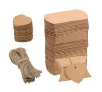 sourcing map 150Pcs Pillow Boxes 3.5 x 2.8 x 1 Inch Gift Boxes with Ropes and Tags, Presents Kraft Paper Candy Favor Boxes for Gift Wrap Wedding Birthday Party, Brown