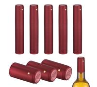 sourcing map 150Pcs PVC Heat Shrink Capsules, 30mm x 60mm Wine Bottle Capsules Shrink Wrap Sleeves Bottle Corks Caps with Tear Tab for Wine Making Cellars and Home Kitchen, Red Grape/Red