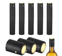 sourcing map 150Pcs PVC Heat Shrink Capsules, 32mm x 45mm Wine Bottle Capsules Shrink Wrap Sleeves Bottle Corks Caps with Tear Tab for Wine Making Cellars and Home Kitchen, Gold/Black
