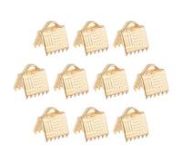 sourcing map 150Pcs Ribbon End Crimp Clamps, 6mm Stripe Texture Pinch Cord End Clasps for Ribbon Lace Bookmark Ends Keychain DIY Bracelet Making, Gold