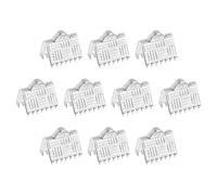 sourcing map 150Pcs Ribbon End Crimp Clamps, 8mm Stripe Texture Pinch Cord End Clasps for Ribbon Lace Bookmark Ends Keychain DIY Bracelet Making, White Silver