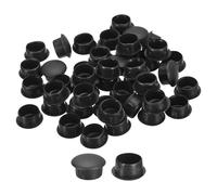 sourcing map 150Pcs Screw Hole Plugs, 14mm(9/16") Dia Plastic Round Button Plugs Snap in Locking Hole Covers Flush Type Caps for Furniture Cabinet, Black