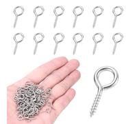 sourcing map 150Pcs Screw Hooks Eyes, M1.4x15mm 304 Stainless Steel Small Eye Bolts Screw, Self Tapping Eye Bolts Closed-End for DIY Handwork Wooden Clay Pendants Cork Bottles, Silver Tone