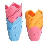 sourcing map 150Pcs Tulip Baking Cups Cupcake Muffins Cake Liners Paper Greaseproof Wrappers for Wedding Birthday Party Festivals Christmas(3.1" x 2", Dark Blue/Rose Red/Orange)