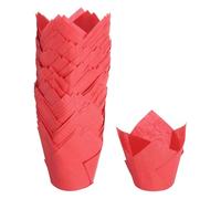 sourcing map 150Pcs Tulip Baking Cups Cupcake Muffins Liners Paper Greaseproof Wrappers for Wedding Birthday Party Festivals Christmas(3.1" x 2", Red)