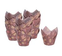 sourcing map 150pcs Tulip Cupcake Liners Greaseproof Baking Cups Paper Cupcake Wrappers Holders for Parties Weddings Birthdays, Dark Maple Leaf