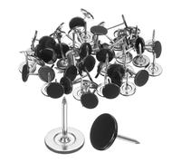 sourcing map 150Pcs Upholstery Tacks, 11mmx15mm Flat Head Thumb Tack Decorative Furniture Nails Push Pins for Furniture Sofa Headboards, Black