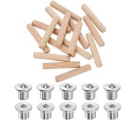 sourcing map 150Pcs Wood Dowel Pins, 5/16" x 1 25/32" Wooden Dowel Rods Straight Grooved Pins with 39Pcs Solid Hollow Dowels Tenon Center Transfer Plugs for Furniture Woodworking DIY Project