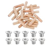 sourcing map 150Pcs Wood Dowel Pins, 5/16" x 1 3/8" Wooden Dowel Rods Straight Grooved Pins with 10Pcs Solid Hollow Dowels Tenon Center Transfer Plugs for Furniture Woodworking DIY Project