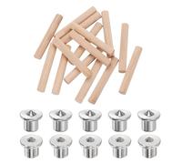 sourcing map 150Pcs Wood Dowel Pins, 8 x 55 mm Wooden Dowel Rods Straight Grooved Pins with 10Pcs Solid Hollow Dowels Tenon Center Transfer Plugs for Furniture Woodworking DIY Project