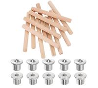 sourcing map 150Pcs Wood Dowel Pins, 8 x 80 mm Wooden Dowel Rods Straight Grooved Pins with 10Pcs Solid Hollow Dowels Tenon Center Transfer Plugs for Furniture Woodworking DIY Project