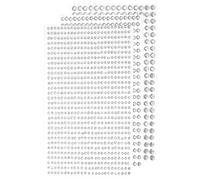 sourcing map 1532Pcs 3 Sheets Rhinestone Stickers 3/4/5 mm Self Adhesive Rhinestones Gems Glitter Stickers for DIY Decoration Craft Face Eye Nails Hair Make Up, Silver