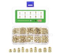 sourcing map 155Pcs M4 M5 M6 Knurled Insert Nuts, Brass Knurled Threaded Embedment Nuts 3D Printing Brass Nuts for 3D Printing Parts Laptop Automotive Plastic Shell