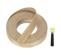 sourcing map 15m x 25mm Wood Edge Banding, Pre-Glued Iron on Edging Strip, Plywood Wood Grain Repair Tape for Cabinet Repair, Furniture Restoration, Handicraft DIY, White Oak