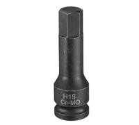 Sourcing Map 15mm Hex Impact Bit Socket H15 1/2" CR-MO Steel Phosphate Black Drive Socket Adapter for Auto Mechanics Work Repair Maintain