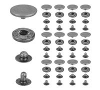 sourcing map 15mm Snap Fastener Stainless Steel Press Stud Cap Kit, 15 Sets Heavy Duty Snap Button No Sewing for Bag Coats Marine Clothes Jackets Jeans Boat Canvas, Black