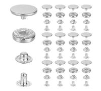 sourcing map 15mm Snap Fastener Stainless Steel Press Stud Cap Kit, 35 Sets Heavy Duty Snap Button No Sewing for Bag Coats Marine Clothes Jackets Jeans Boat Canvas, Silver