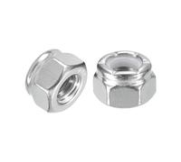 sourcing map 15Pcs 1/4"-20 Nylon Insert Hex Lock Nuts, 316 Stainless Steel Self-Locking Nylon Insert Stop Nut for Industrial Construction Fasteners, Silver&White