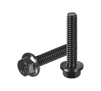 sourcing map 15Pcs 1/4-20 x 1-1/4" Flanged Hex Head Bolts, 304 Stainless Steel Flange Hexagon Screws, Flange Hex Drive Screws 5.8 Grade for Machinery Industry Home Appliances, Black