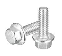 sourcing map 15Pcs 1/4-20 x 3/4" Flanged Hex Head Bolts, 304 Stainless Steel Flange Hexagon Screws, Flange Hex Drive Screws 5.8 Grade for Machinery Industry Home Appliances, Silver