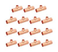 sourcing map 15Pcs 10mm x 6.35mm x 10mm Copper Reducing Tee Pressure Pipe Fitting Connectors for Plumbing Supply & Refrigeration, Copper