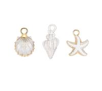 sourcing map 15Pcs 3 Style Charm, Gold Plated Charm for DIY Mobile Phone Accessories Keychain Crafting, White