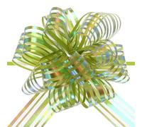 sourcing map 15pcs 4 Inch Organza Large Pull Bow Metallic Gift Wrapping Bows Ribbon Chiffon Yarn Lawn Green for Wedding Baskets Presents Christmas Valentine's Day