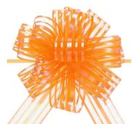 sourcing map 15pcs 4 Inch Organza Large Pull Bow Metallic Gift Wrapping Bows Ribbon Chiffon Yarn Orange for Wedding Baskets Presents Christmas Valentine's Day