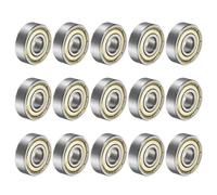 sourcing map 15pcs 608ZZ Deep Groove Ball Bearings 8 x 22 x 7mm Carbon Steel Double Shield Bearings C3 Clearance Grade for Electric Motor, Home Appliances, Garden Machinery, Silver
