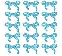 sourcing map 15Pcs Bow Iron on Patches Cute Bow Embroidered Patches Applique Sew on Patches for DIY Crafts Clothing Repairing Bag Hat Decoration,Light Blue,3x2 Inch