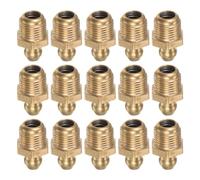sourcing map 15pcs Brass Straight Grease Fitting G1/8 SAE Thread Hydraulic Grease Nipple Accessories for Car