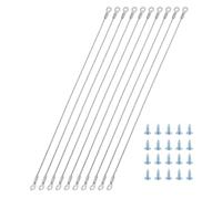 sourcing map 15Pcs Cabinet Door Restraint, 12" x 0.08" Wire Dia 304 Stainless Steel Cabinet Hinge Limiter Open Angle Protector with Screws for Restricting Door Swing and Ornament Hanging