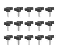 sourcing map 15Pcs Clamping Screw Knob, M6 x 16mm Metric Carbon Steel t Shaped Thumb Screws Handle for Quick Remove Hand Tightening Knob Replacement