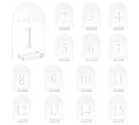sourcing map 15pcs Clear Arch Acrylic Sign with Stand, 5 x 7 Inch Acrylic Arch Table Number Holders for Wedding Table Centerpiece Decoration (Number 1-15)