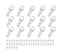 sourcing map 15Pcs D-Ring Picture Hangers with Screws, Three Hole Picture Hanging Hardware, Picture Hooks for Artwork Paintings Photos, Frame, Picture Hang Solutions Silver