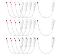 sourcing map 15pcs DC Power Pigtails Cable, 5.5 x 2.1mm Female Barrel Plug Connector to Bare Wire Open End for CCTV Camera, DVR, LED Strip, 15cm White