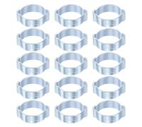 sourcing map 15pcs Double Ear Hose Clamp 18-21 mm Galvanized Steel Hose Clamp Double Ear O Clips Crimp Rings for Fuel Line Pipe Tube Fitting Connections, Silver