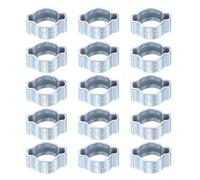 sourcing map 15pcs Double Ear Hose Clamp 9-11 mm Galvanized Steel Hose Clamp Double Ear O Clips Crimp Rings for Fuel Line Pipe Tube Fitting Connections, Silver