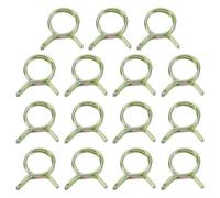 sourcing map 15Pcs Double Wire Spring Hose Clamps, 11mm Inner Dia Fit 11-12mm OD Hose Fuel Line Silicone Tube Clips, Color Zinc