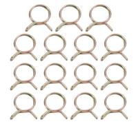 sourcing map 15Pcs Double Wire Spring Hose Clamps, 14mm Inner Dia Fit 14-15.5mm OD Hose Fuel Line Silicone Tube Clips, Color Zinc