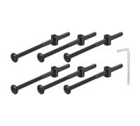 sourcing map 15Pcs Hex Socket Head Screws Bolts Barrel Nuts, M6 x 100mm Socket Furniture Bed Bolt Barrel Nuts with Wrench for Chairs Cots, Black
